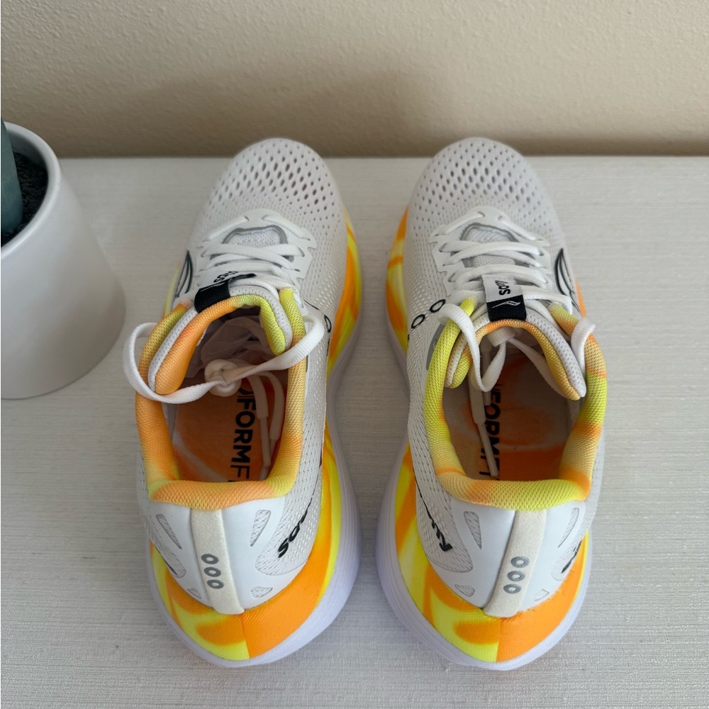 Saucony Endorphin White and Orange Running Sneakers - Picture 8 of 16
